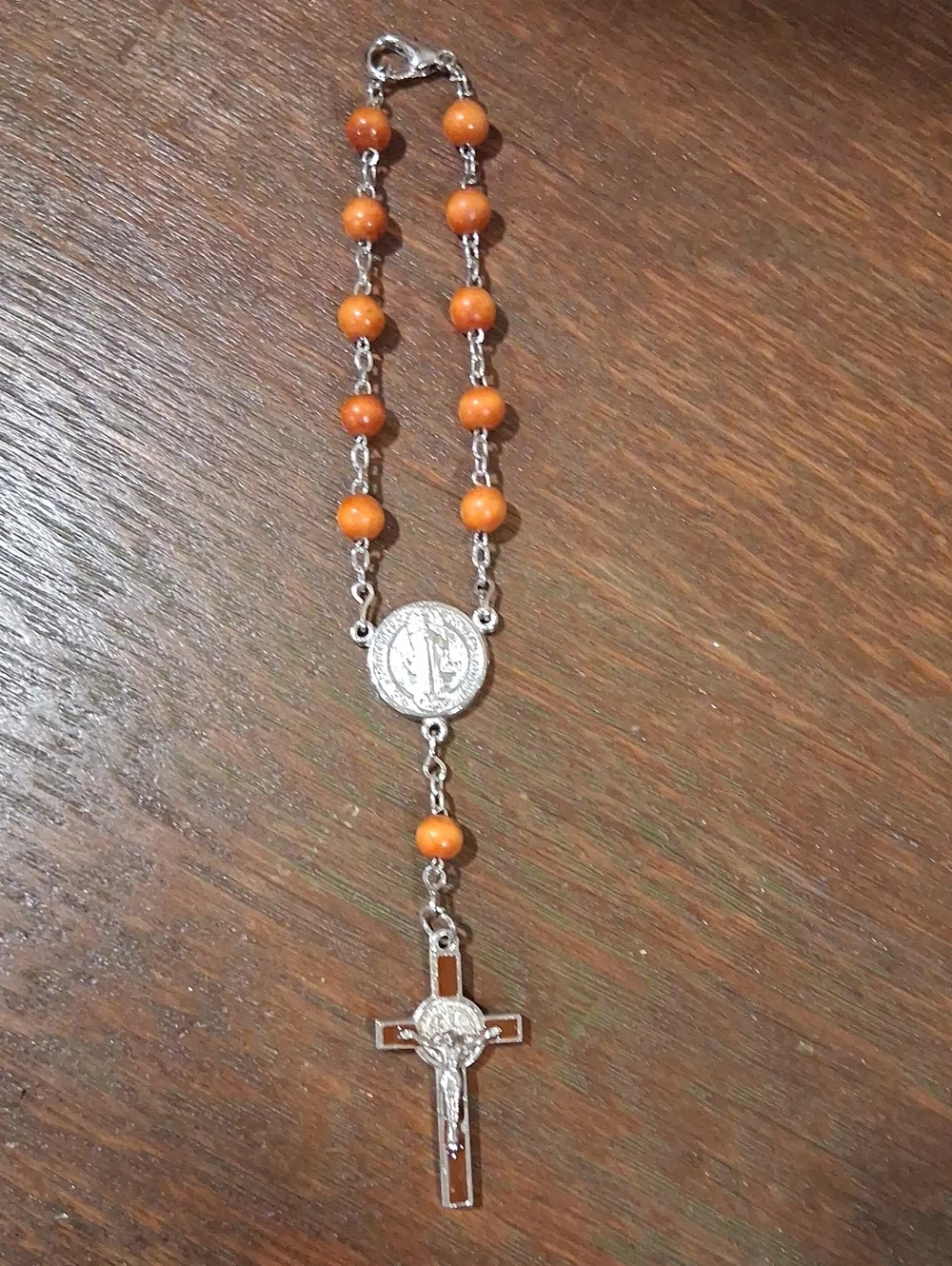 Orange Bead Rosary Bracelet Unbranded